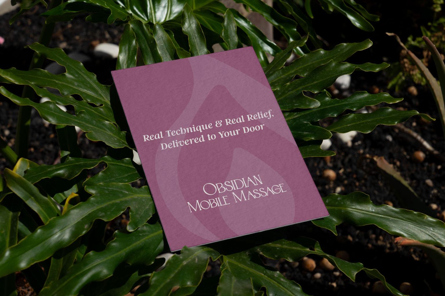 obsidian mobile massage business card mockup
