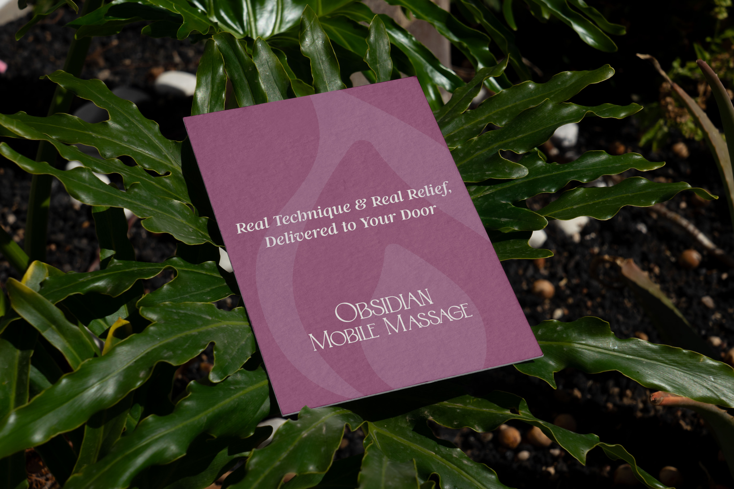 obsidian mobile massage business card mockup